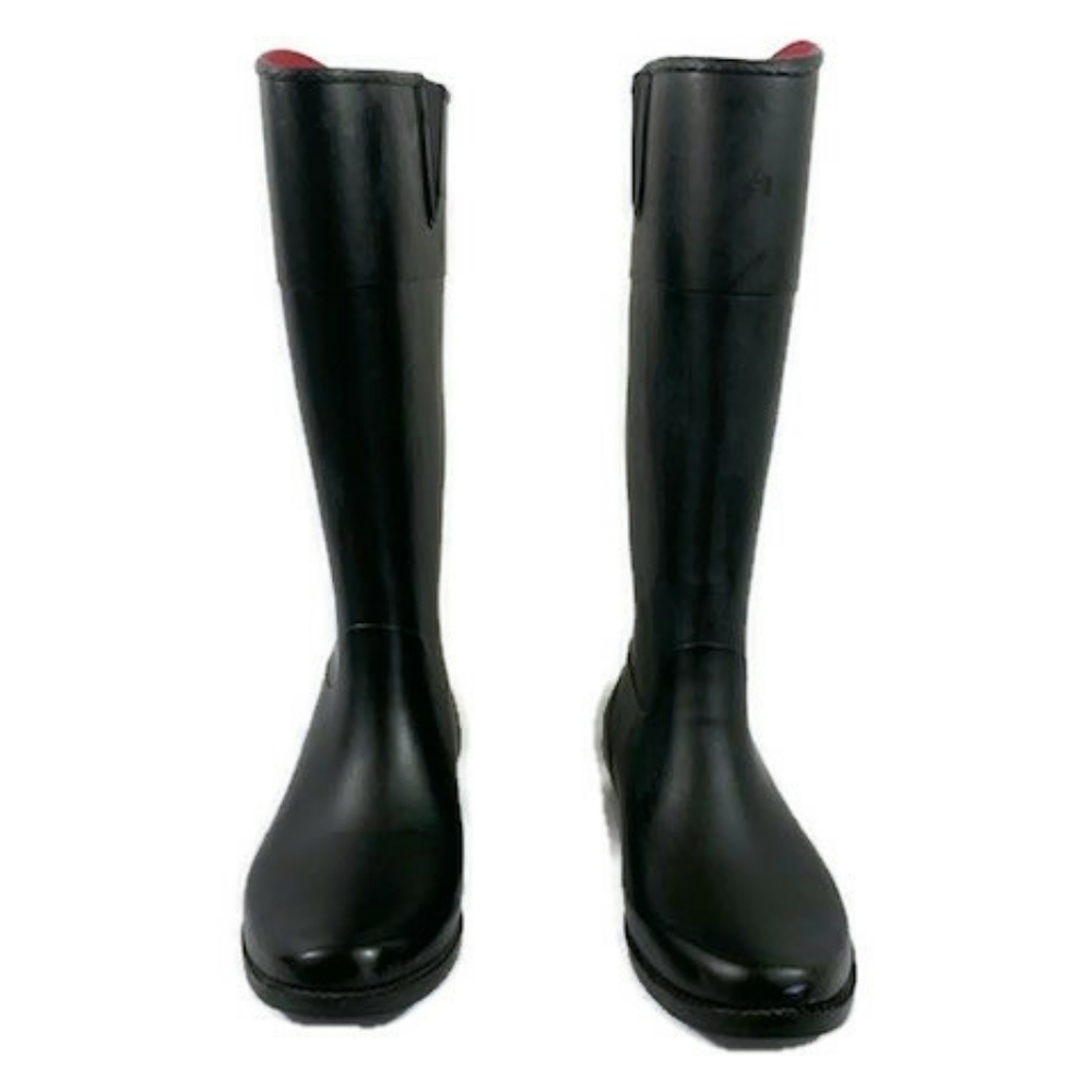 Tommy Hilfiger Black Tall Rain Rubber Boots Size 8